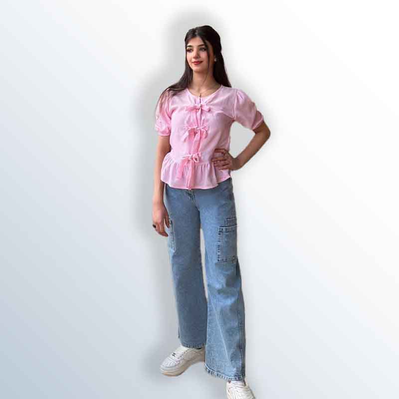 Girls' 2-piece blouse and jeans set