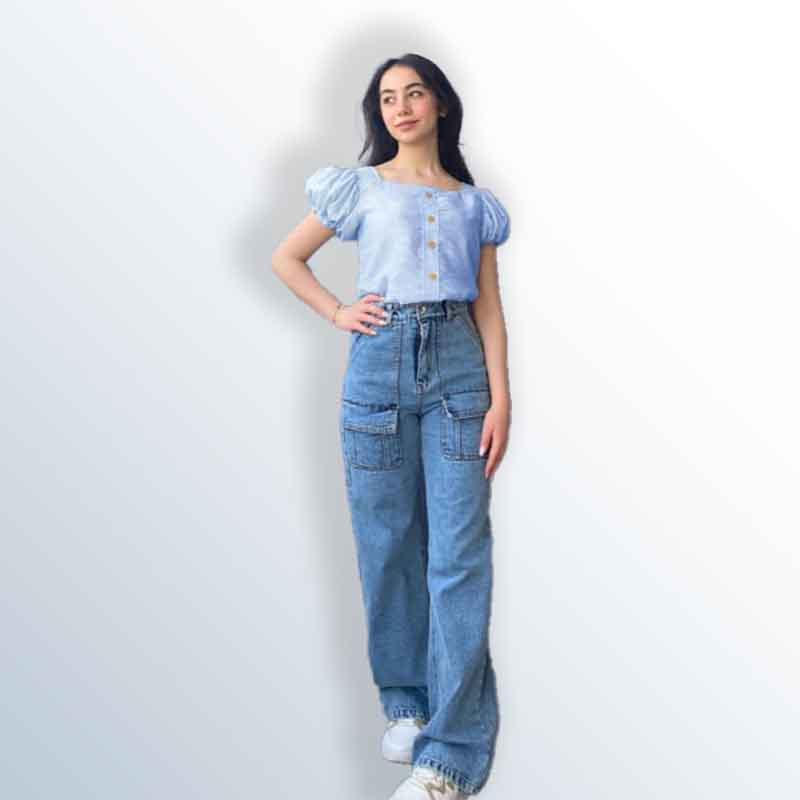 Girls' 2-piece blouse and jeans set