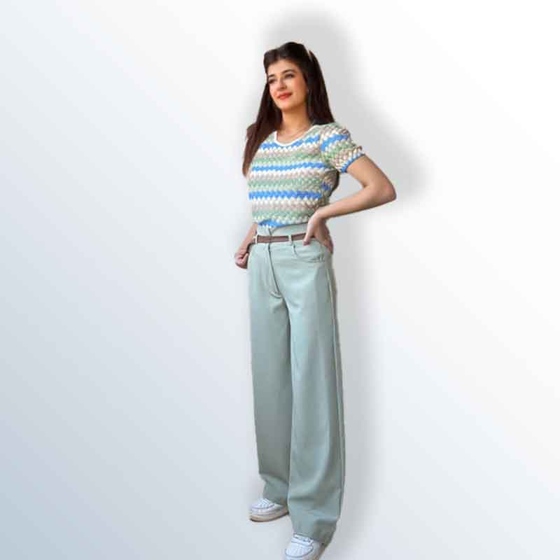 Girls' 2-piece set, blouse and linen pants