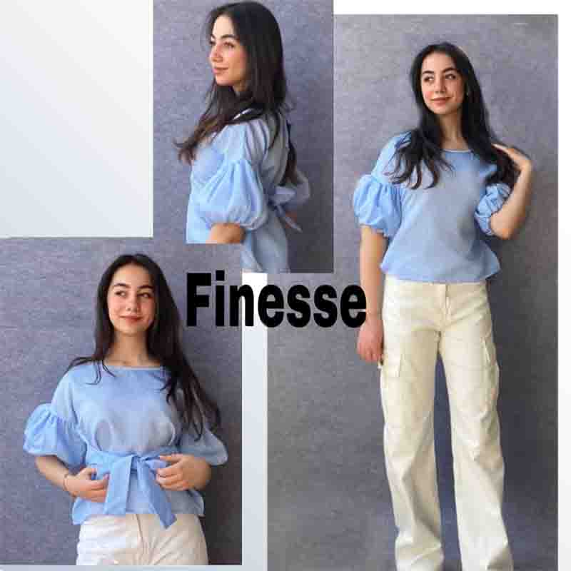 Girls' 2-piece set, blouse and linen pants
