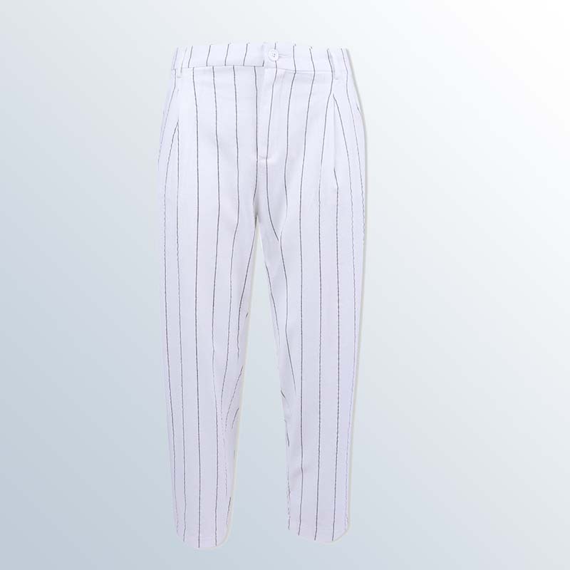 Women's Pinstripe Linen-Blend Tapered Trousers