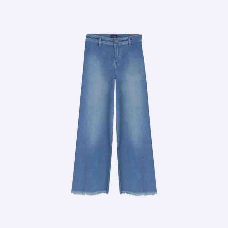 Women's Wide-Leg Cropped Jeans – Raw Hem