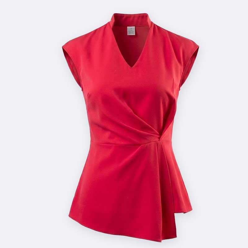 V-Neck Cap Sleeve Wrap Top with Twist Detail
