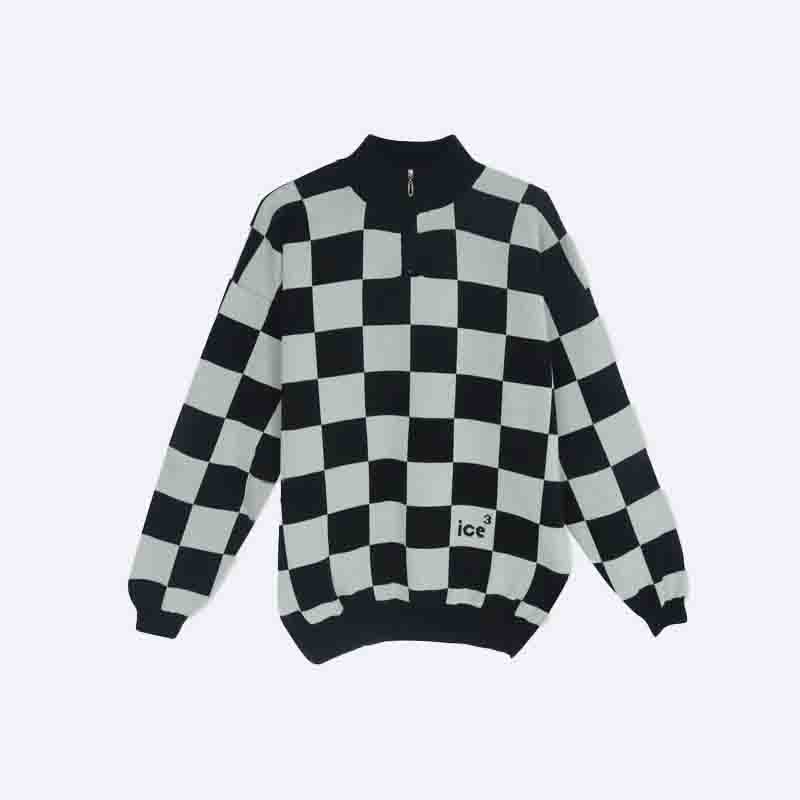 Men's Checkerboard Quarter-Zip Sweater