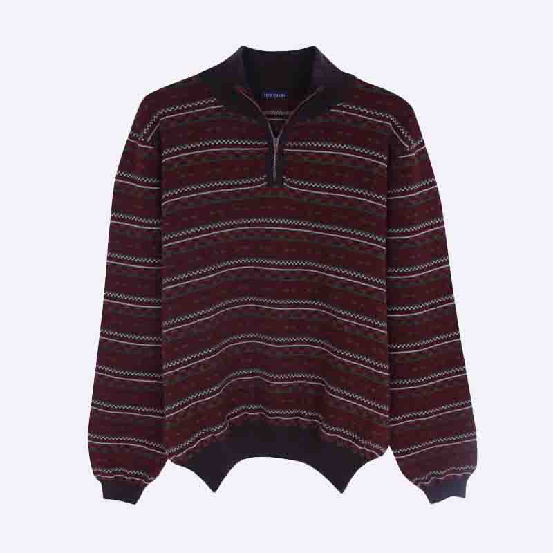 Men's Quarter-Zip Patterned Sweatshirt