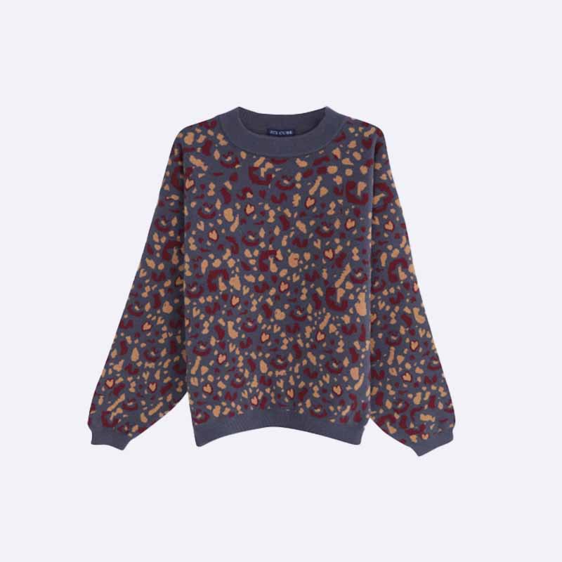 Girls' Mottled Print Knit Sweater