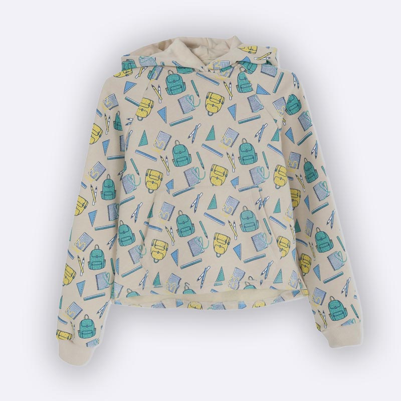 Girls' Cotton Blend School-Themed Print Hoodie