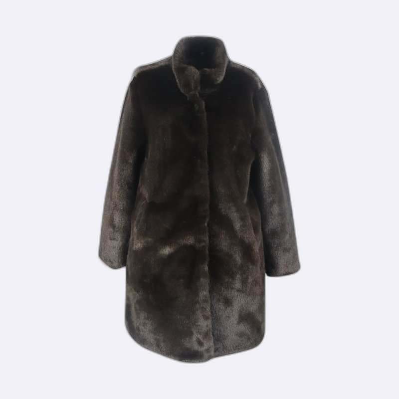 Polyester Faux Fur Coat with High Colla