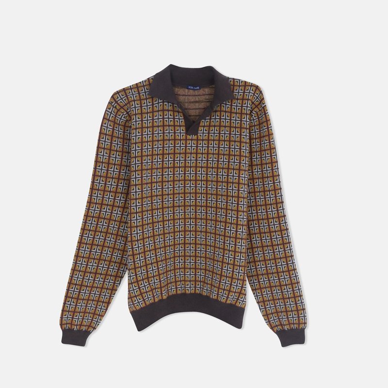 Men's Geo-Patterned Zip-Neck Sweater