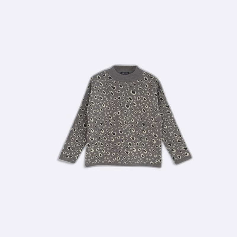 Girls' Mock-Neck Leopard-Print Knit Sweater