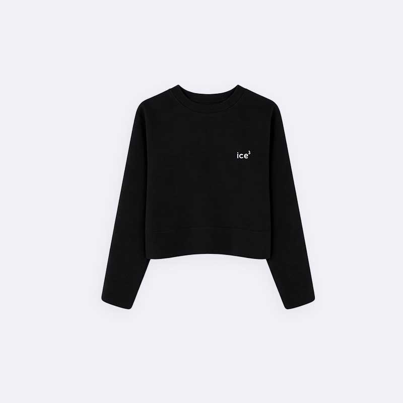 Girls' Ribbed Crewneck Sweater with Embroidered Logo
