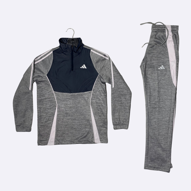 Adidas Girl's Quarter-Zip Tracksuit with Color Block