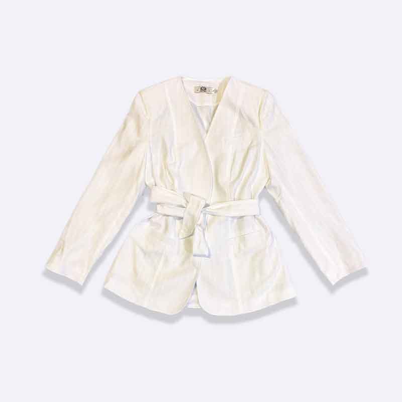 White belted blazer jacket