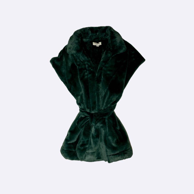 Women's Faux Fur Tie-Front Shawl/Wrap