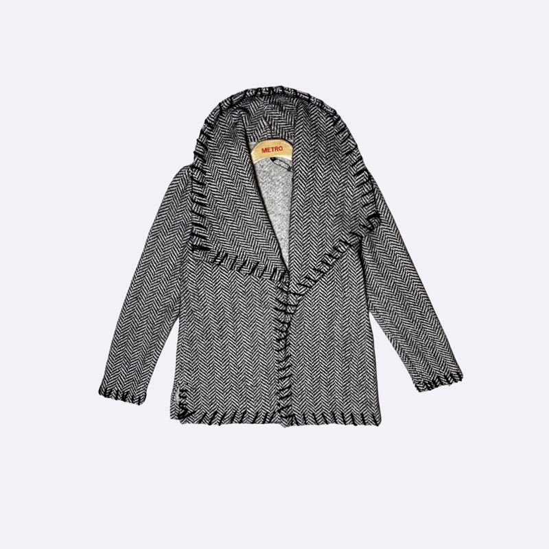 Women's Shawl Collar Tweed Knit Jacket
