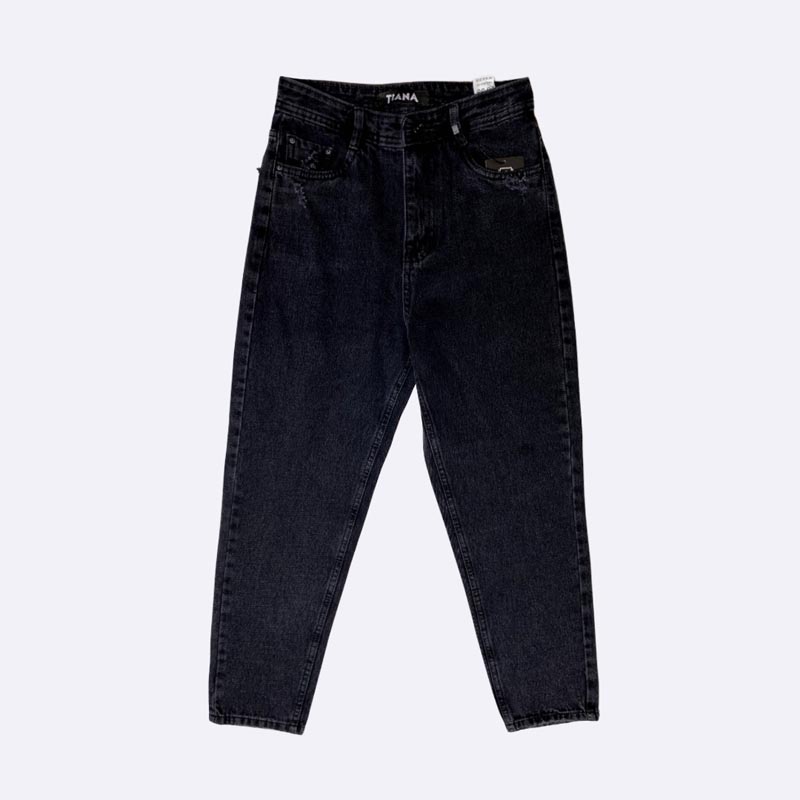 High-Waist Acid Wash Tapered Jeans