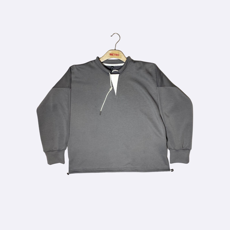 Women's Dark Gray V-Neck Lace-Up Sweatshirt