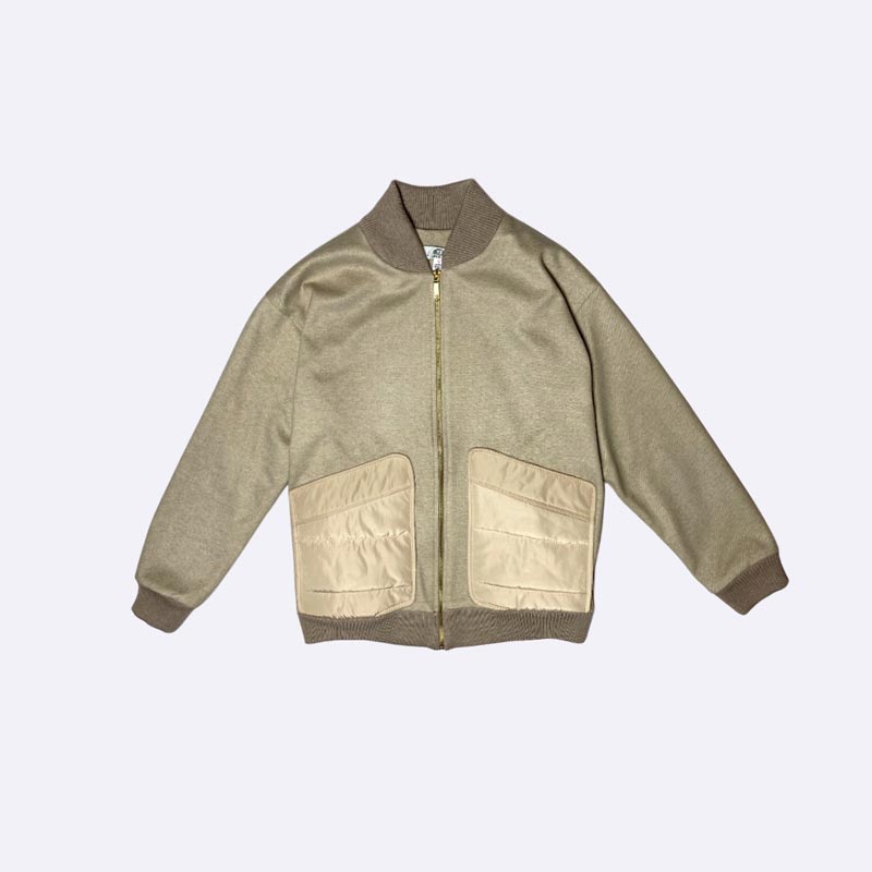 Women's Beige/Camel Bomber Jacket with Contrast Pockets