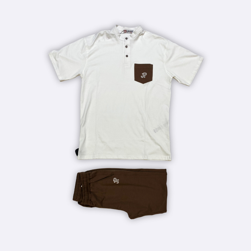 Men's Two-Piece Set – Henley Top & Shorts