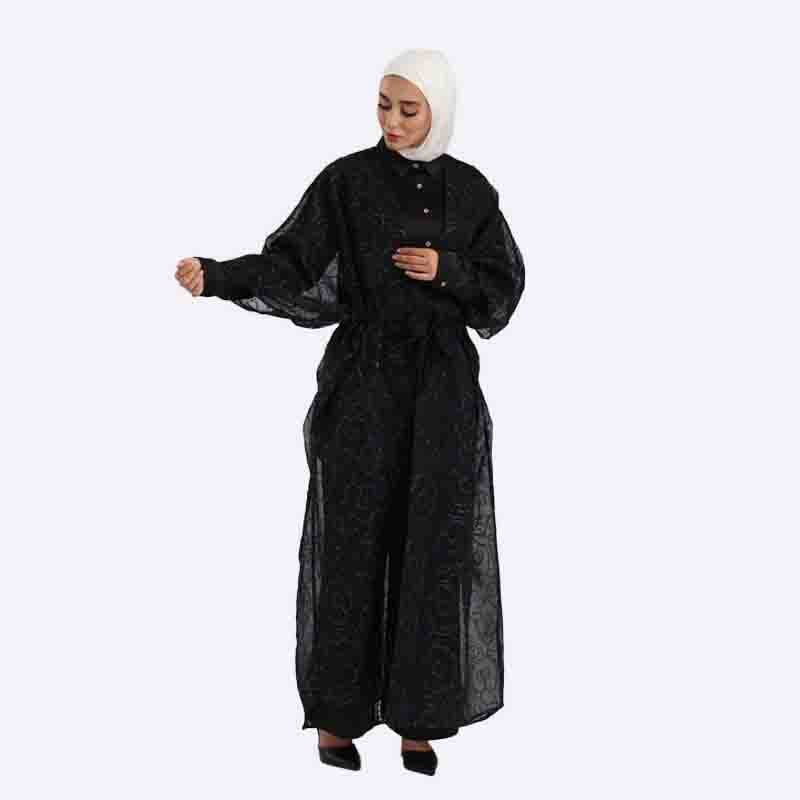 Embroidered Organza Abaya Set