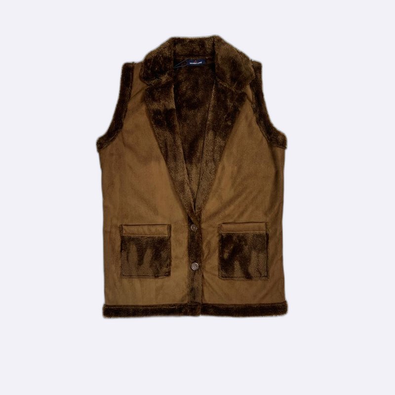 Faux Fur Trimmed Suede Vest
