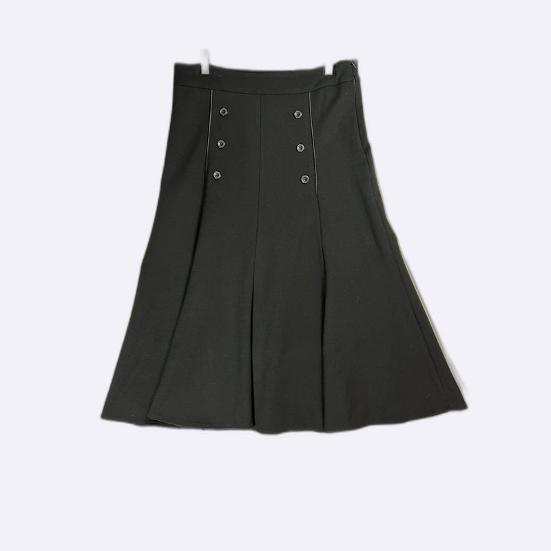 Button-Detailed Flared Midi Skirt
