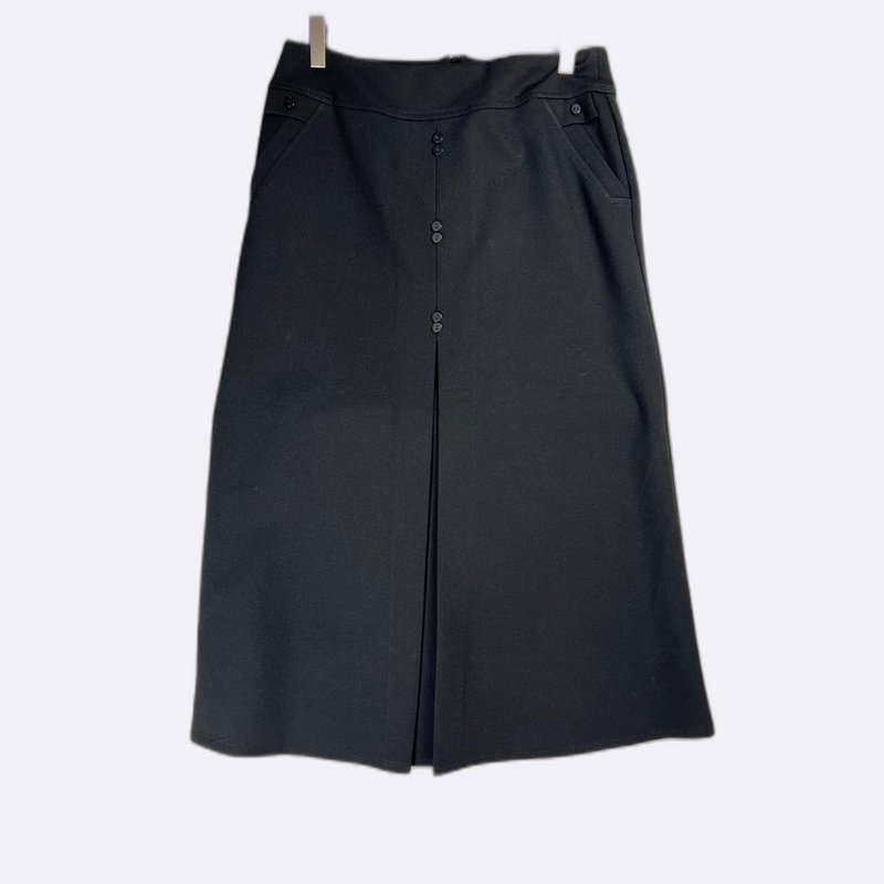 Elegant Black Button-Front Midi Skirt