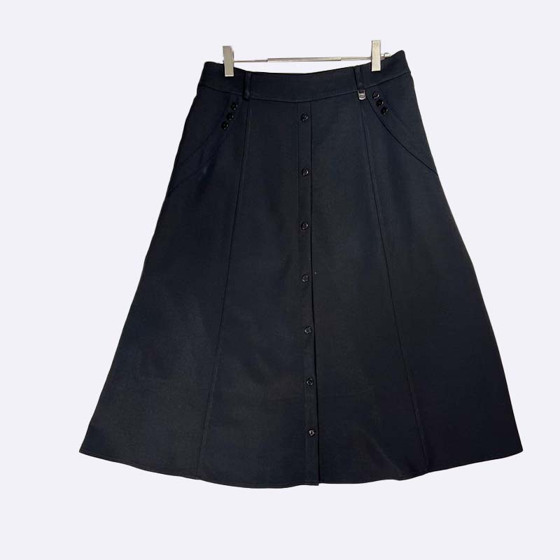 Button-Front A-Line Midi Skirt