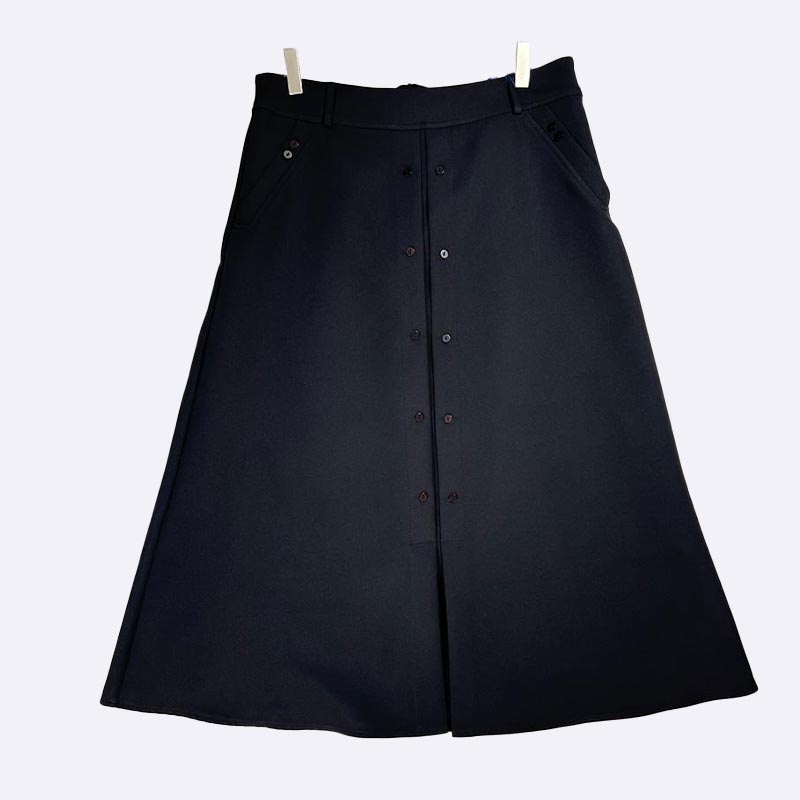 Button-Front A-Line Midi Skirt