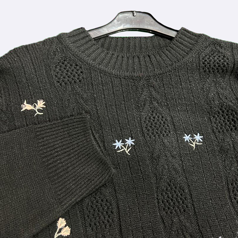 Embroidered Floral Knit Sweater