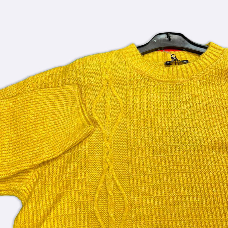 Sunshine Yellow Knit Sweater with Pockets