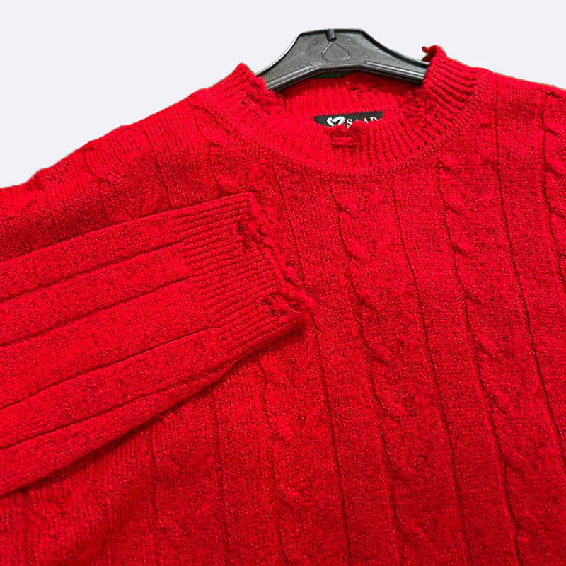 Crimson Cable Knit Sweater