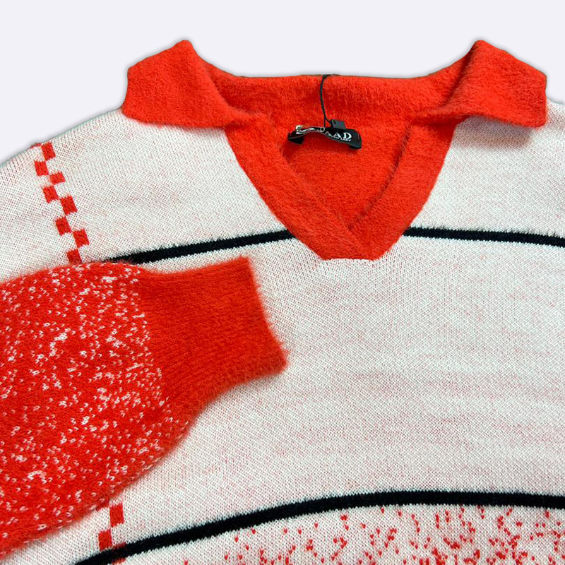 Retro Color Block Knitted Sweater