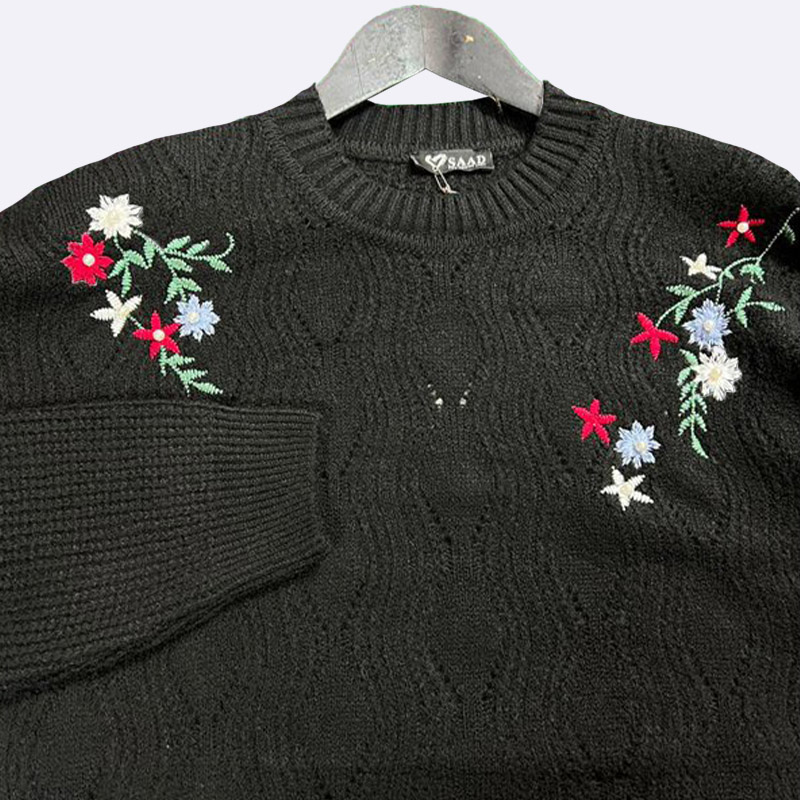 Floral Embroidered Knit Sweater