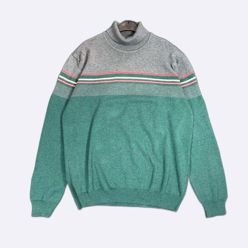 Retro Color Block Turtleneck Sweater