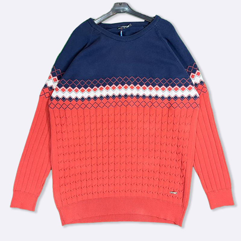 Color Block Diamond Knit Sweater