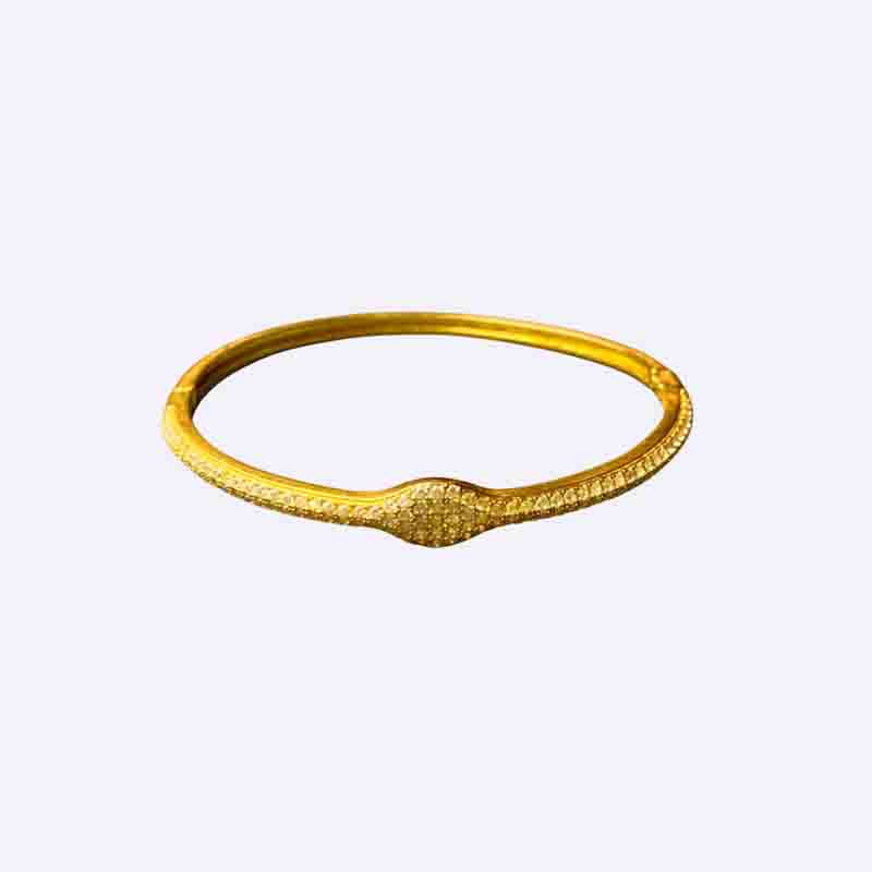 Clover and Round Stone Pave Bangle