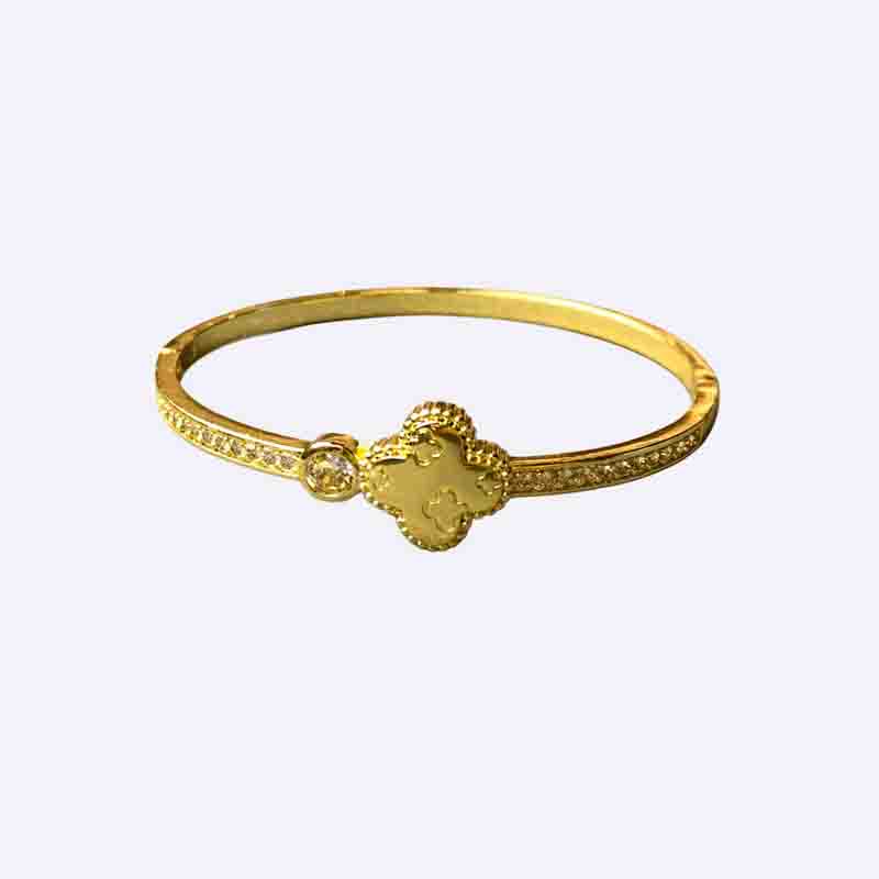 Solitaire and Pave Accent Bangle