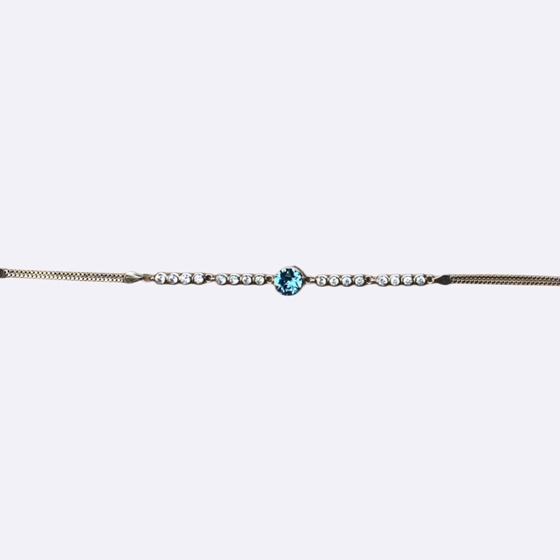 Silver Bracelet with Blue Central Stone