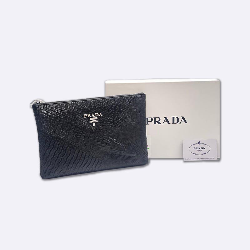 Prada Textured Leather Clutch Bag