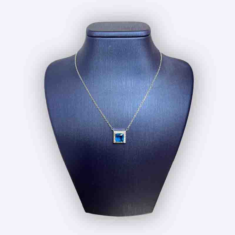 Silver Necklace with Square Stone