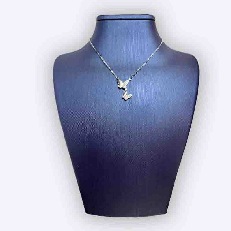 Silver Double Butterfly Necklace