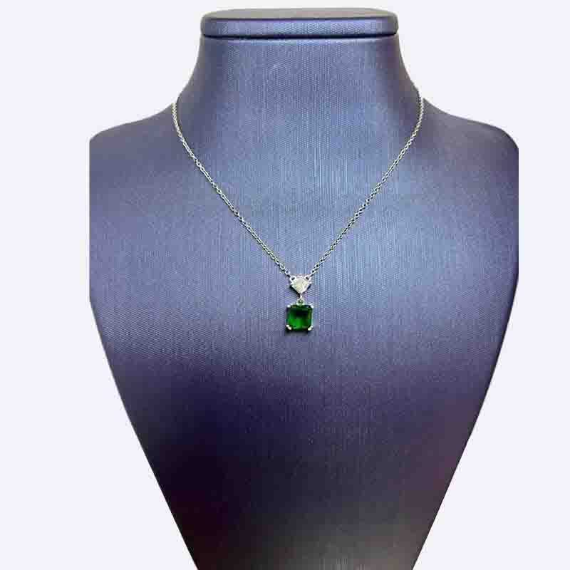Silver Square Stone Necklace