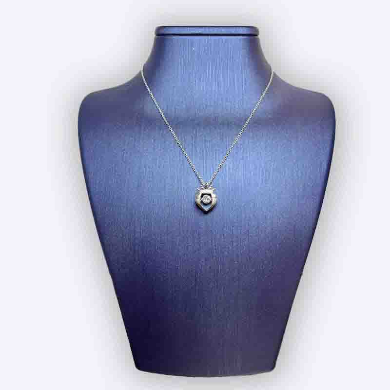Silver Heart Necklace with Clear Stone