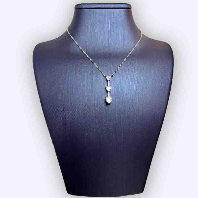 Silver Triple Heart Drop Necklace