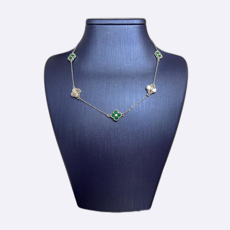 Lucky Clover Emerald & Mother of Pearl Necklace