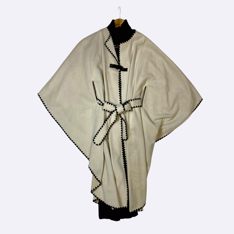 Butterfly Cut Cape with Contrast Trim
