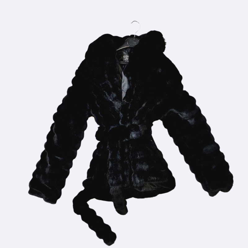 Short Striped Faux Fur Jacket