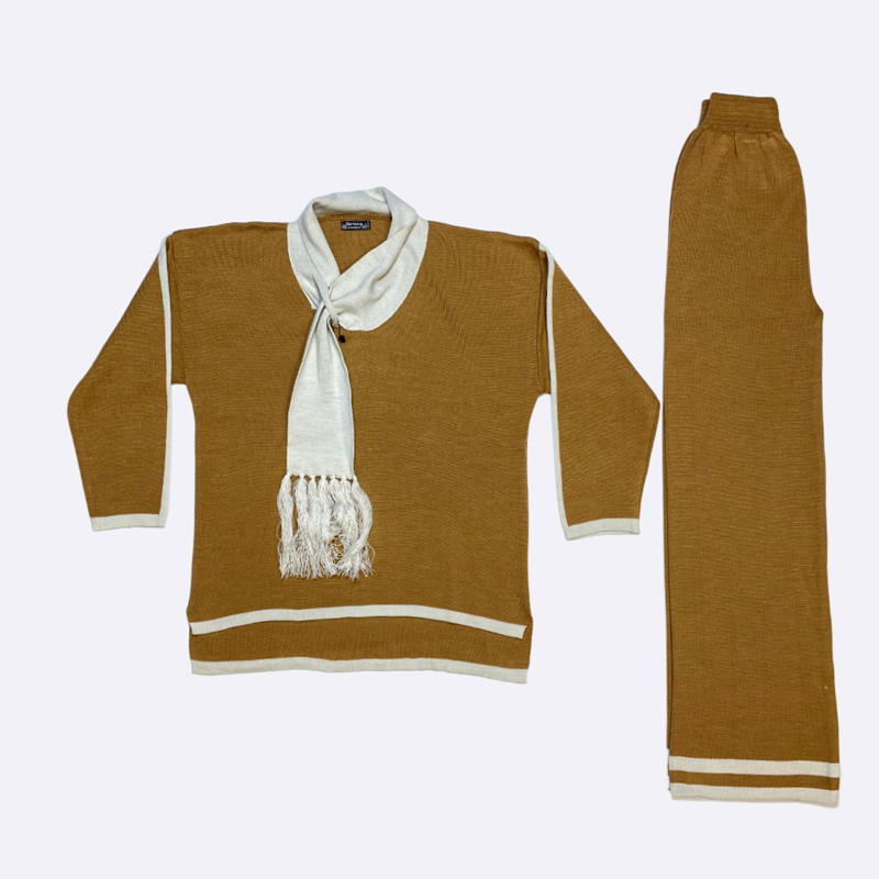 Knit Three-Quarter Sleeve Set with Scarf