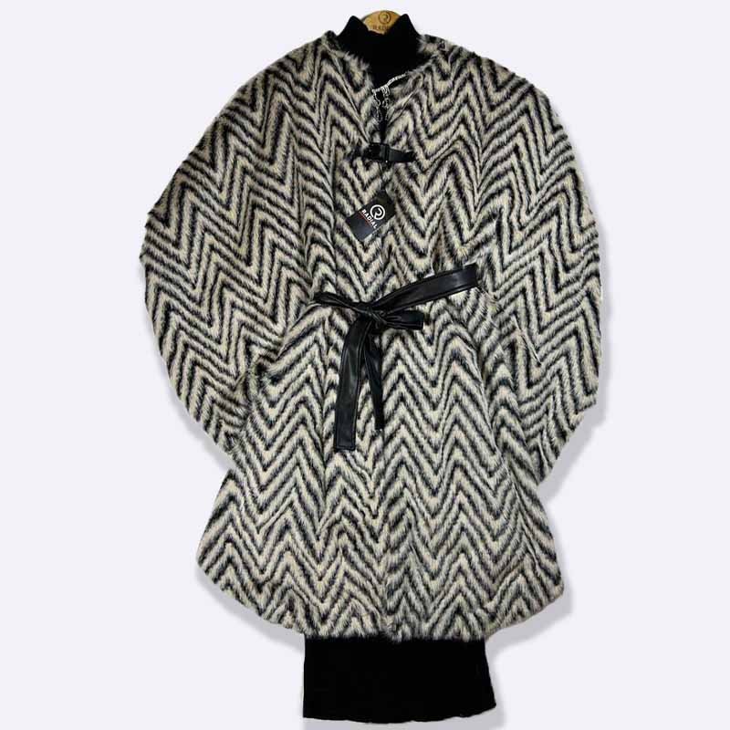 Chic Zebra Faux Fur Cape with Knit Dress Set